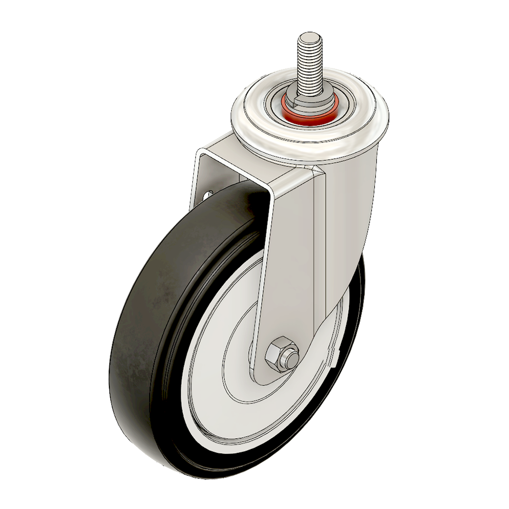 31-SM10D5-7 MODULAR SOLUTIONS ALUMINUM CASTER<br>5" SWIVEL, M10 STEM W/LOCK